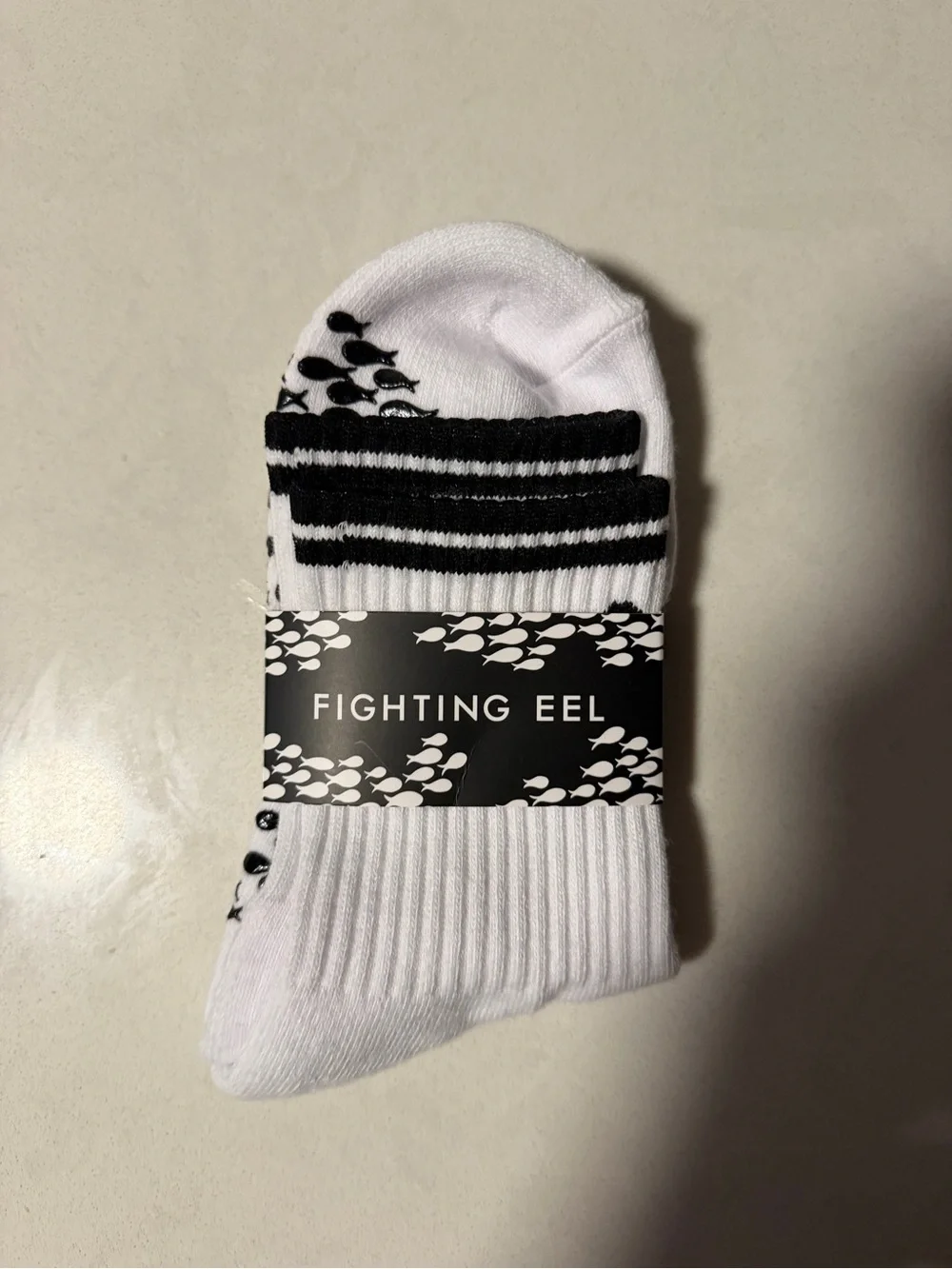 Fighting Eel Half Crew Grip Fish Yoga Pilates Socks New NWT